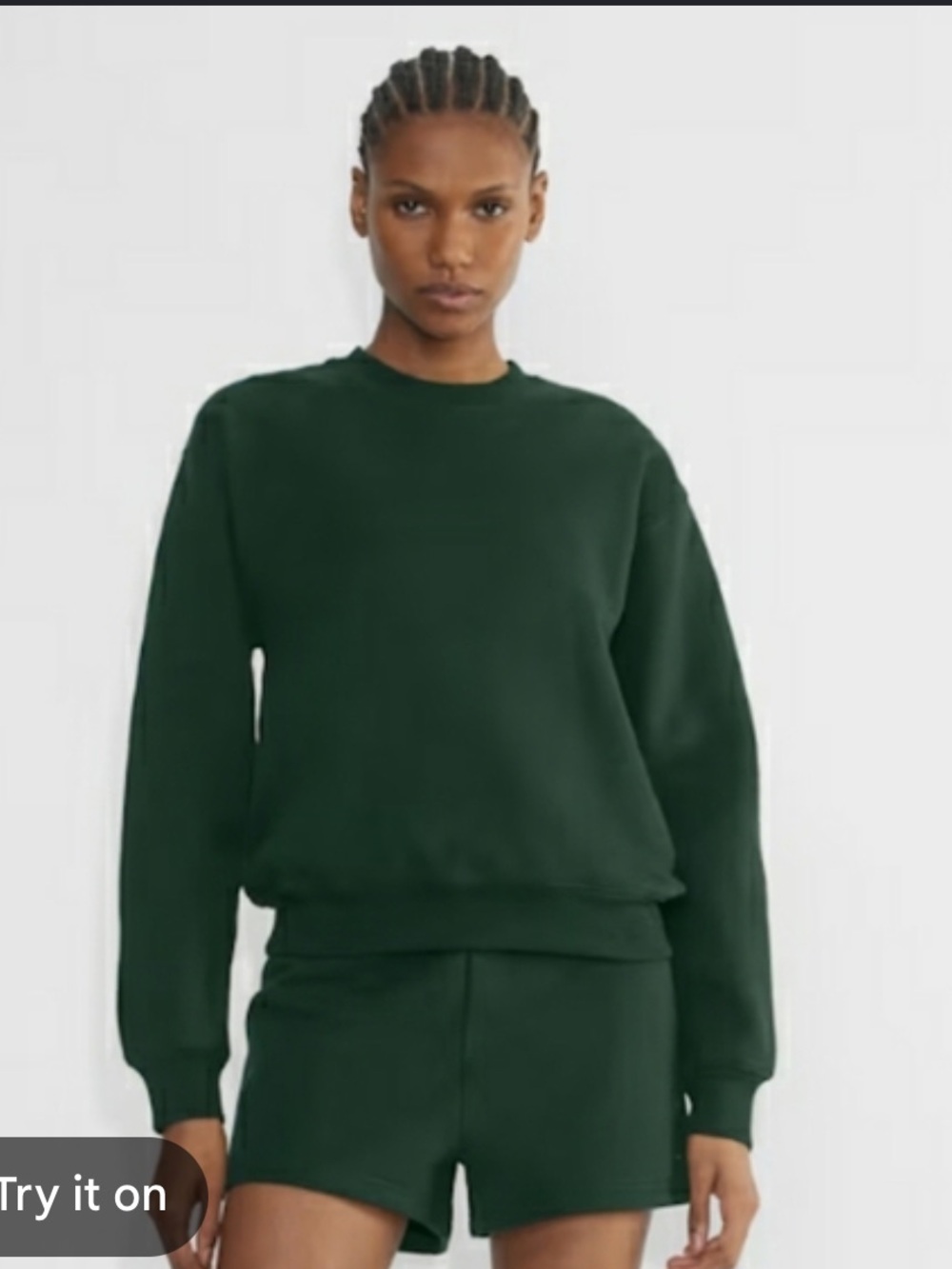 Aritzia TNA Cozy Fleece Sweatfleece Crewneck Sweatshirt Forest Green